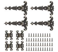 Sxutop 8 Pieces Antique T Hinges Furniture Hinges Vintage Bronze Hinges for Retro Doors with Screws Hinge Decorative Vintage for Cabinets, Doors, Jewellery Boxes, Furniture, 2 Models