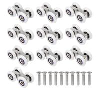 Sxutop Pack of 10 Rollers for Sliding Door Rollers, Quiet Castors, Sliding Door with 4 Wheels, Shower Door Rollers, Sliding Door Made of Zinc Alloy with M6 Thread, Replacement Rollers for Shower Doors