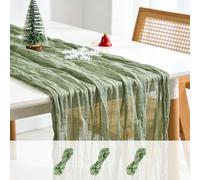 sxvblly 3PCS Sage Green Cheesecloth Table Runner 90×300cm Boho Gauze Rustic Spring Easter Table Runner for Baby Shower Wedding Decorations Bridal Shower Birthday Party Tea Party Decorations(10Ft)