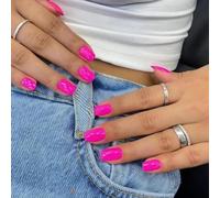 SXVME 48 Pcs Hot Pink Press on Nails Short Square Acrylic False Nails Short Coffin Natural Fake Nail Set Elegant Solid Color Full Cover Glossy Gel Stick on Nails for Women Daily Wear