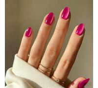 SXVME Cat Eye Press On Nails Short - Hot Pink False Nails Oval, 30 Pcs 15 Sizes Glitter Fake Nails Press ons, Upgrade Thick Quality, Reusable Short Almond Glue on Nail for Women, Fushia