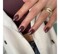 SXVME Dark Brown False Nails Short Oval, Simple Acrylic Press on Nails Short, Coffee Brown Fake Nails Natural Fit Solid Gel Full Cover Almond Acrylic Nails For Women Fall Winter Wear