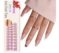 SXVME French Tip Nail Tips Long Coffin, Multi-Color French Tip False Nails Tip, Natural Nude Brown Soft Acrylic Nail Tips, Skin Tone Pre-Colored Matte Press on Nails for Women DIY 150 Pcs