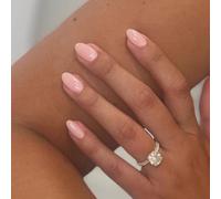 SXVME Light Pink Press-on Nails Short Oval - Simple Acrylic for Daily Wear, Natural Glue on Almond Solid Gel Full Coverage