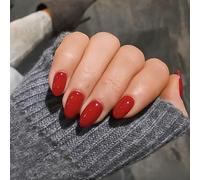 SXVME Light Red Oval Short Press-on Nails - Simple Acrylic Fake Nails with Natural Almond Shape, Solid Gel Full Coverage for Daily Wear