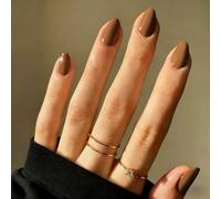 SXVME Light Tan Brown Press On Nails Short Oval, Glossy Short False Nails Almond, Salon Quality Manicure, Reusable Soft Gel Stick on Nails for Women Everyday Wear, 30 Pcs 15 Sizes