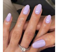 SXVME Lilac False Nails Short Oval, Simple Acrylic Press on Nails Short, Purple Fake Nails Short, Natural Fit Glossy Solid Gel Full Cover Acrylic Nails For Women Daily Wear
