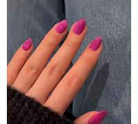 SXVME Soft Gel Press on Nails Extra Short Oval, 30 Pcs Hot Pink Cat Eye False Nails Short Almond, Glitter Glass Fake Nails Set, Reusable Shiny Bling Stick on Nail for Women Small Sizes, Fushia