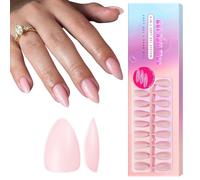 SXVME Soft Pre-Colored Acrylic Nail Tips, Pink False Nails Medium Short Almond, Solid Color Matte Gel Press on Nails Short Stiletto Full Cover Artificial Fake Nail Extensions for Women DIY 300 Pcs