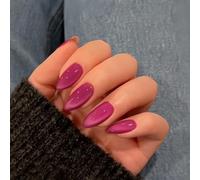 SXVME Violet Purple Pink Cat Eye False Nails Almond, Glitter Press on Nails Medium Almond, Sparkly Glass Full Cover Stiletto Fake Nails for Women Daily Wear, 30 Pcs