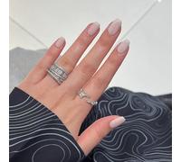 SXVME White Press on Nails Short Square Acrylic Short False Nails Coffin Natural Acrylic Fake Nails Set Elegant Solid Color Full Cover Glossy Gel Stick on Nail for Women Daily Wear 24 Pcs