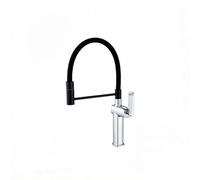 SXWYLZ 360° Rotating Kitchen Taps with Pull Out Spray Flexible Hose Sink Tap 2 Mode Mixer Taps Single Handle Hot and Cold,Chrome+Black