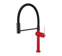 SXWYLZ 360° Rotating Magnetic Pull Out Kitchen Tap 2 Mode Flexible Kitchen Sink Mixer Tap Single Handle Pull-Out Faucet Hot and Cold Water,Red+Black