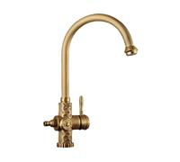 SXWYLZ Antique Garden Tap Frost Proof Outside Tap Dual Outlet with 1/2 Way Snap on Connector 360° Swivel Hot and Cold