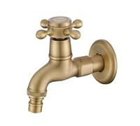 SXWYLZ Antique Garden Taps Outside Wall Mounted Cold Water Tap Washing Machine Tap 1/2 Frost Proof Outdoor Taps Cross Handle, 8.5 CM