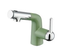 SXWYLZ Basin Mixer Tap 3 Mode Bathroom Basin Tap with Pull Out Spray Hose Single Handle Sink Taps Hot and Cold,Green + Chrome