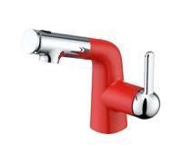 SXWYLZ Basin Mixer Tap 3 Mode Bathroom Basin Tap with Pull Out Spray Hose Single Handle Sink Taps Hot and Cold,Red + Chrome