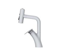 SXWYLZ Basin Mixer Tap Swivel Sink Taps Bathroom Tap with Pull Out Spray, Single Handle, Hot and Cold Water Taps, 4 Mode Basin Mixer Faucet, Brass Alloy,White