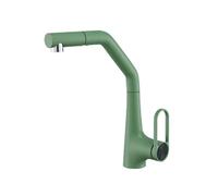 SXWYLZ Basin Rotating Taps with Pull Out Spray 2 Mode Bathroom Basin Tap with Pull Out Spray Hose Single Handle Faucet, Hot and Cold Water,Green