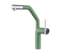 SXWYLZ Basin Taps Mixer Single Lever Swivel Bathroom Sink Tap with Pull Out Spray 2 Mode Basin Mixer Tap Single Handle, Hot and Cold Water,Green