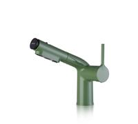 SXWYLZ Basin Taps with Pull Out Spray 3 Mode Bathroom Sink Tap with Pull Out Hose Single Handle Mixer Tap Hot and Cold Water,Green
