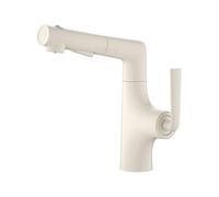 SXWYLZ Basin Taps with Pull Out Spray 360° Rotating Bathroom Sink Tap 3 Modes Lift Tap Single Handle Hot and Cold,Milk White