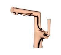 SXWYLZ Basin Taps with Pull Out Spray 360° Rotating Bathroom Sink Tap 3 Modes Lift Tap Single Handle Hot and Cold,Rose Gold