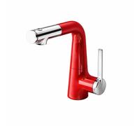 SXWYLZ Basin Taps with Pull Out Spray, Rotating Bathroom Taps, 3 Mode Mixer Tap, Single Handle, Hot and Cold Water, Alloy,Red