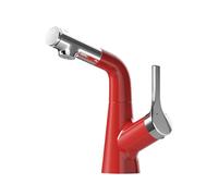 SXWYLZ Basin Taps with Pull Out Spray Swivel Height Adjustable Bathroom Taps 3 Mode Sink Tap Single Handle Hot and Cold, Zinc Alloy,Red