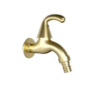 SXWYLZ Bathroom Cold Water Tap Brushed Gold Brass Washing Machine Wall Tap Single Handle for Laundry and Apartments