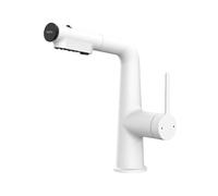 SXWYLZ Bathroom Sink Tap with Pull Out Hose, Basin Taps with Pull Out Spray, 3 Modes Sink Mixer Tap, Single Handle, Hot and Cold Water,White