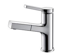 SXWYLZ Bathroom Sink Taps with Shower Head Basin Taps with Pull Out Spray Mixer Tap with Pull Out Spray Single Handle Hot and Cold, Zinc Alloy,Chrome