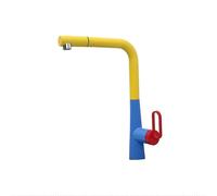 SXWYLZ Bathroom Taps with Pull Out Shower Attachment, 360° Rotating Basin Mixer Tap, 2 Modes Single Handle Tap, Hot and Cold Water, Red Yellow and Blue