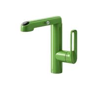 SXWYLZ Bathroom Taps with Pull Out Shower Attachment, 4 Mode Basin Rotating Faucet, Mixer Tap with Pull Out Spray, Single Handle, Hot and Cold Water, Zinc Alloy,Green