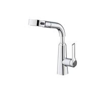 SXWYLZ Bathroom Taps with Pull Out Shower Attachment Basin Rotating and Height Adjustable Faucet 4 Mode Mixer Tap Single Handle Hot and Cold,Chrome