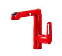 SXWYLZ Bathroom Taps with Pull Out Shower Attachment, Single Handle, 360° Rotating Mixer Tap Bathroom Sink, 4 Mode Basin Taps, Hot and Cold Water, Zinc Alloy,Red