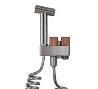 SXWYLZ Bidet Shower Head Tap with Push Button Spray Gun, One Inlet Two Outlets Suitable for Bathroom Cleaning, Aluminum, Gray
