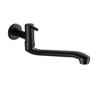 SXWYLZ Black Washbasin Taps Tap Extender for Kitchen Sink Stainless Steel Single Tap Bathroom Sink Cold Water Wall Mounted Kitchen Sink Taps,Black,31Cm