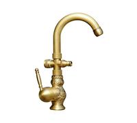SXWYLZ Brass Frost Proof Outdoor Tap Antique Dual Outlet Tap with 1/2 Way Snap on Connector 360° Swivel Hot and Cold