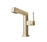 SXWYLZ Brass Tap with Pull Out Spray Bathroom Tap with Pull Out Spray 3 Mode Basin Mixer Taps Single Handle Hot and Cold,Brushed Gold