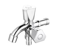 SXWYLZ Cold Taps for Bathroom Basin, Wall Mounted Double Outlet Tap, Washing Machine Tap, Double Handle, Zinc Alloy, Chrome