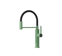 SXWYLZ Flexible Tap Hoses Kitchen Taps 360° Rotating Sink Taps with Pull Out Spray 2 Mode Mixer Tap Single Handle Hot and Cold, Zinc Alloy,Green