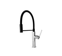 SXWYLZ Flexible Tap Hoses Kitchen Taps 360° Rotating Sink Taps with Pull Out Spray 2 Mode Mixer Tap Single Handle Hot and Cold, Zinc Alloy,Chrome
