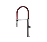SXWYLZ Flexible Tap Hoses Mixer Taps 360° Rotating Kitchen Taps with Pull Out Spray 2 Mode Sink Tap Single Handle Hot and Cold, Stainless Steel,Red