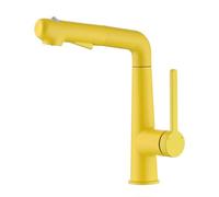 SXWYLZ High Rise Basin Mixer Tap Bathroom Rotary Pull Out Tap 3 Mode Sink Taps Height Adjustable Faucet, Single Handle, Hot and Cold,Yellow