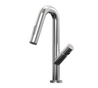 SXWYLZ High Rise Basin Mixer Tap Bathroom Taps with Pull Out Shower Attachment 2 Mode Mixer Sink Tap Single Handle Hot and Cold,Chrome