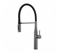 SXWYLZ Magnetic Attachment Kitchen Tap Flexible Hose Tap with Pull Out Spray 3 Mode Mixer Taps Rotary Faucet Single Handle Hot and Cold Water, Stainless Steel,Gray+Black