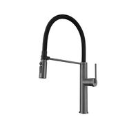 SXWYLZ Mixer Tap 360° Rotating Silicone Hose Flexible Faucet Flexible Kitchen Taps with Pull Out Spray 3 Mode Magnetic tap Single Handle Hot and Cold, Stainless Steel,Gray+Black