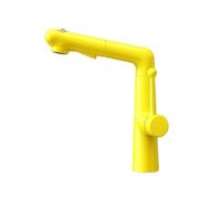 SXWYLZ Mixer Tap with Pull Out Spray, 360° Rotating and Height Adjustable Faucet, 3 Mode Bathroom Sink Taps, Single Handle, Hot and Cold Water,Yellow