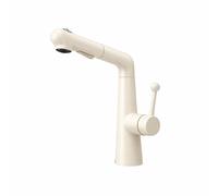 SXWYLZ Mixer Tap with Pull Out Spray, 360° Rotating and Height Adjustable Faucet, 3 Mode Bathroom Sink Taps, Single Handle, Hot and Cold Water,White